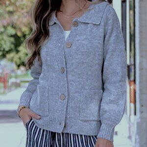 STACCATO: COLLARED CARDIGAN SWEATER - SIZE L